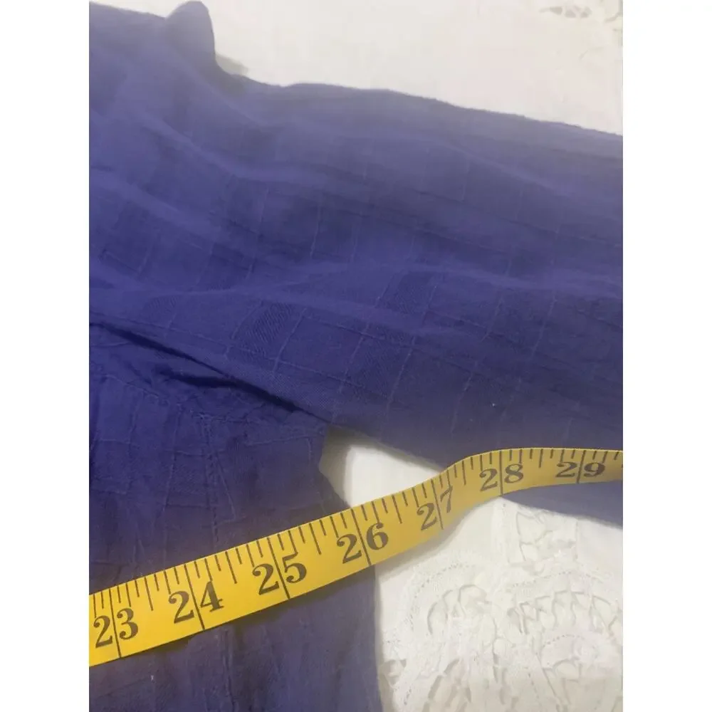 J Jill Navy Semi Sheer Tunic Button Up 3X 100% Cotton Beachy Lightweight - Picture 4 of 11